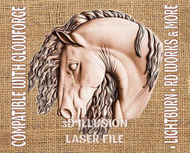 HORSE 3d illusion & laser-ready file 3DWave.us